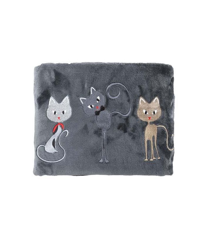 Plaid Polaire Cats Gris Silver Plaid Polaire Cats Gris Silver