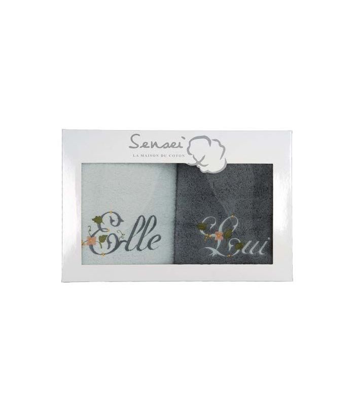 Coffret serviettes Elle-Lui Blanc/Galet Coffret serviettes Elle-Lui Blanc/Galet