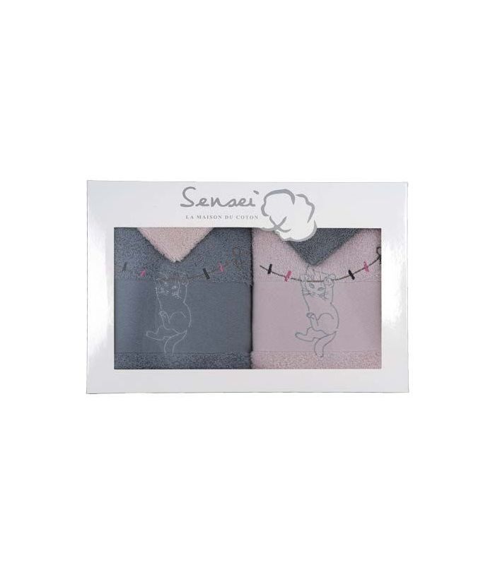 Coffret serviettes Lovely Cats Poudre/Galet Coffret serviettes Lovely Cats Poudre/Galet