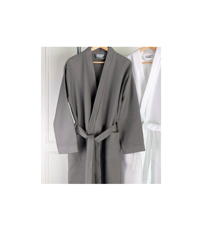 Peignoir Nid d'Abeille 100% coton - Couleur nid d'abeille - Anthracite, Taille - S/M