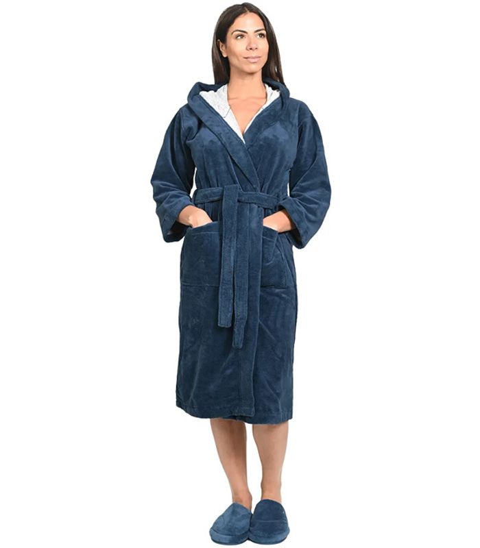 Peignoir capuche Cozy Soft denim