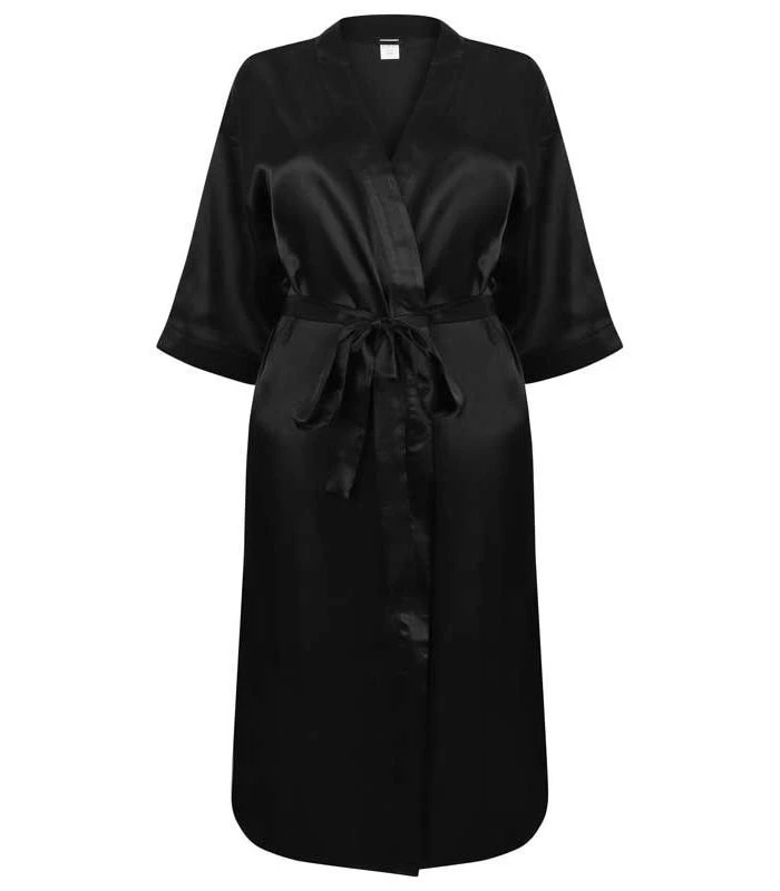 Peignoir Kimono satin noir