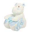 Peluche + Couverture Hippo bleu