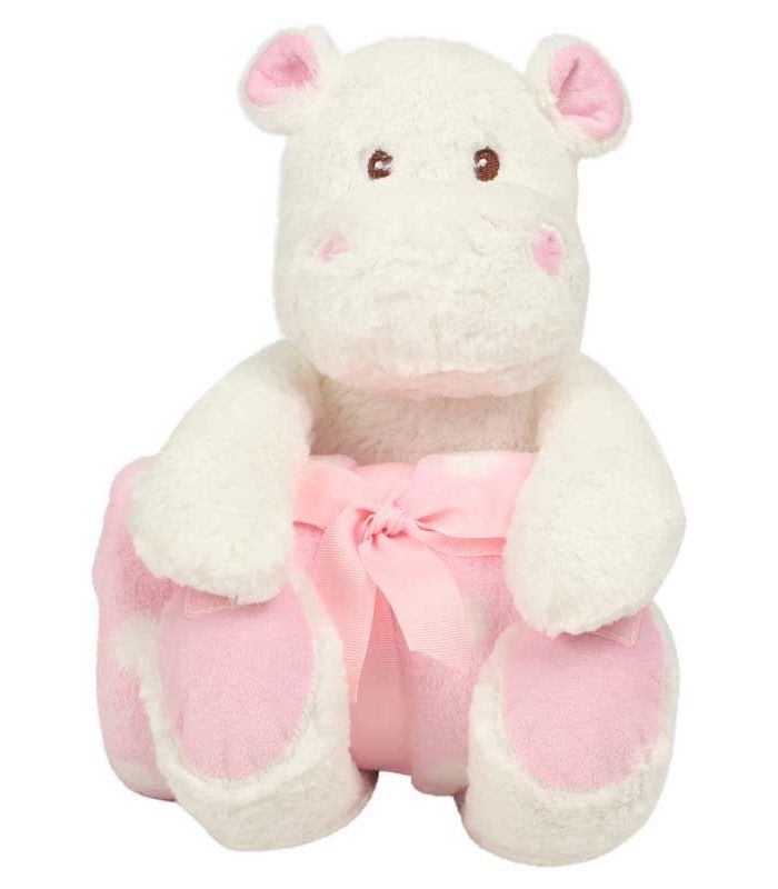 Peluche + Couverture Hippo rose