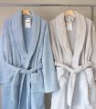 Peignoir Extra Moelleux- 500 g/m² - 100 % coton Bleu Glacier-Gris Perle