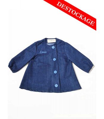 Blouse enfant Denim upcycle Boutons Bleus