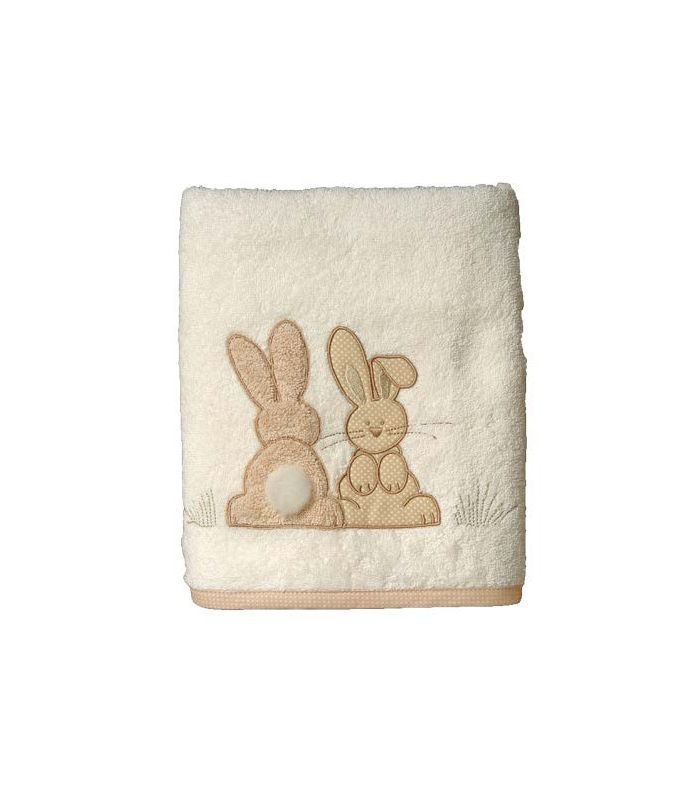Drap de Douche "Pompon le lapin" 70x130cm 450gr/m² Drap de Douche "Pompon le lapin" 70x130cm 450gr/m²