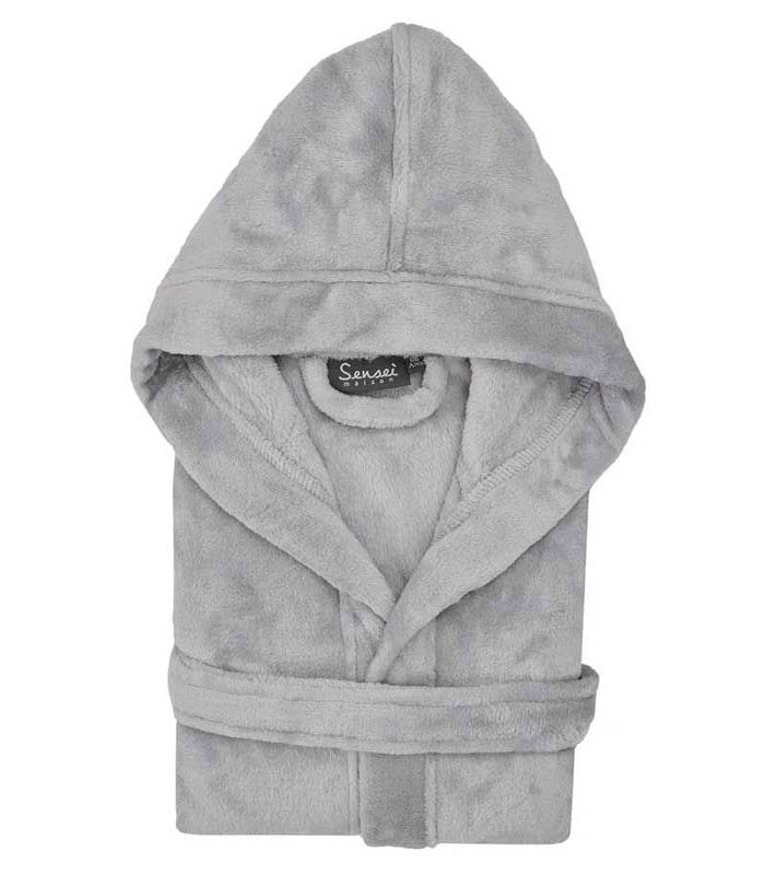 Peignoir polaire à capuche Komo Gris Perle