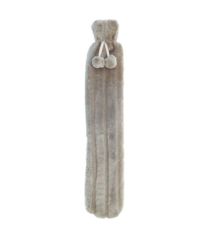 Bouillotte et housse en fausse fourrure LOOOOOONGUE taupe