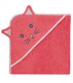 Cape de bain Misty le chat framboise 75x75cm 100% coton 450gr/m²