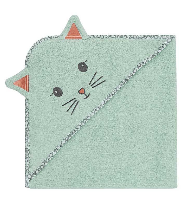 Cape de bain Misty le chat menthe 75x75cm 100% coton 450gr/m²
