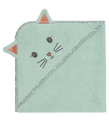 Cape de bain Misty le chat menthe 75x75cm 100% coton 450gr/m²