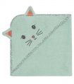 Cape de bain Misty le chat menthe 75x75cm 100% coton 450gr/m²