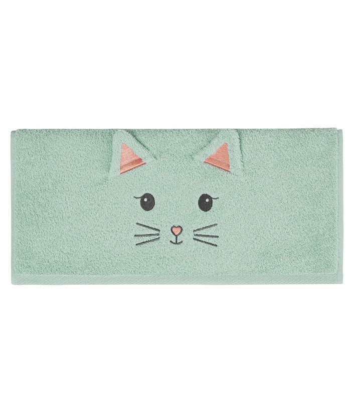 Serviette de toilette Misty le chat Menthe 50x90cm 100% coton 450gr/m²