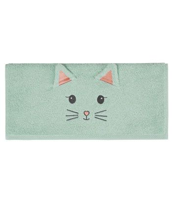 Serviette de toilette Misty le chat Menthe 50x90cm 100% coton 450gr/m²