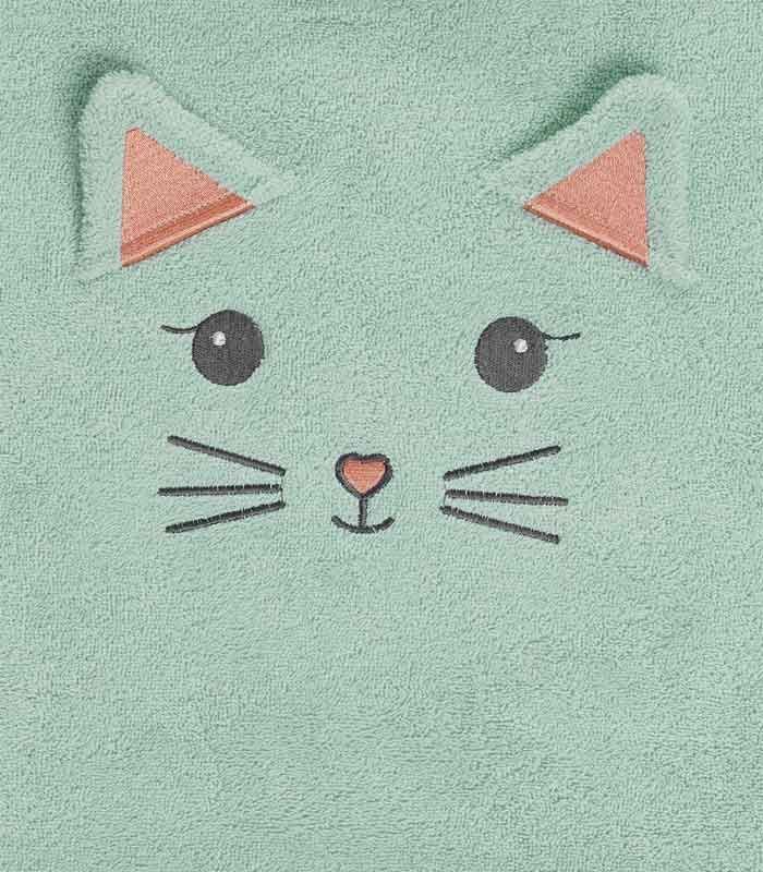 Drap de douche Misty le chat menthe 70x130cm 100% coton 450g/m²