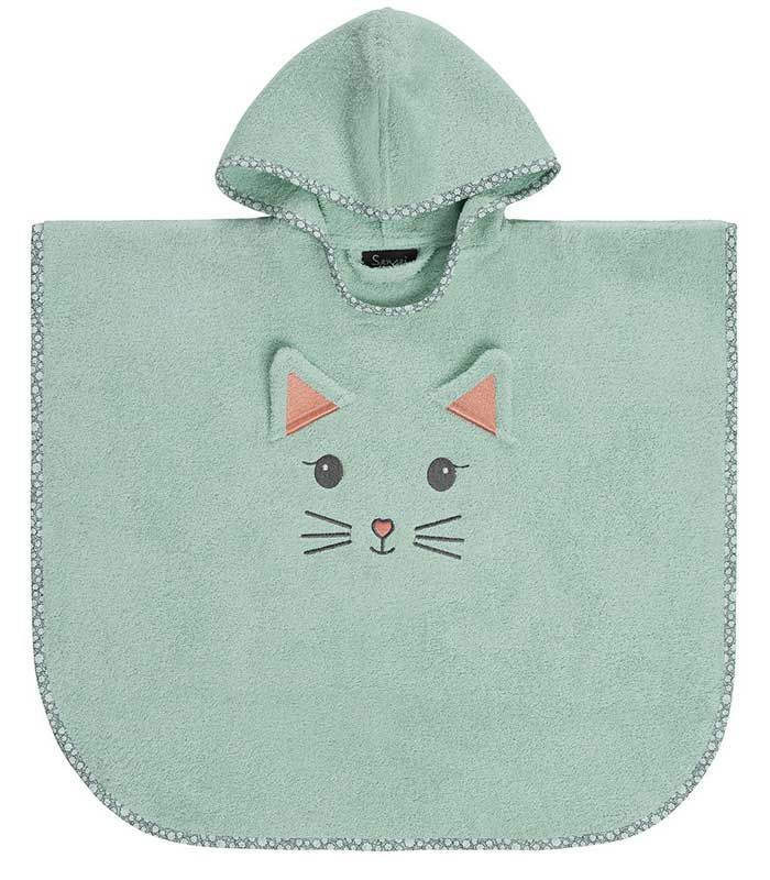 Poncho Misty le chat menthe 100% coton 450gr/m²