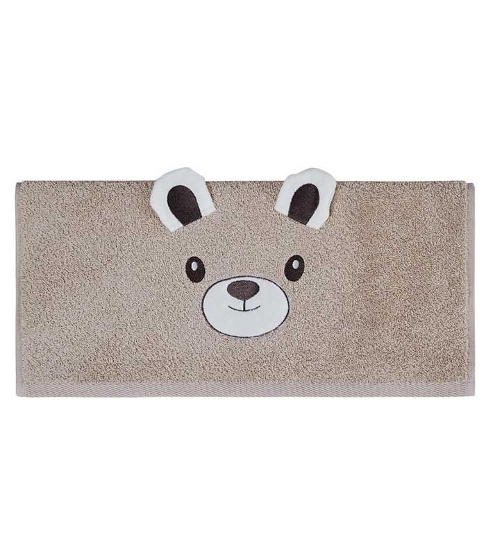 Serviette de toilette Bobby l'Ours sable 50x90cm 100% coton 450gr/m²