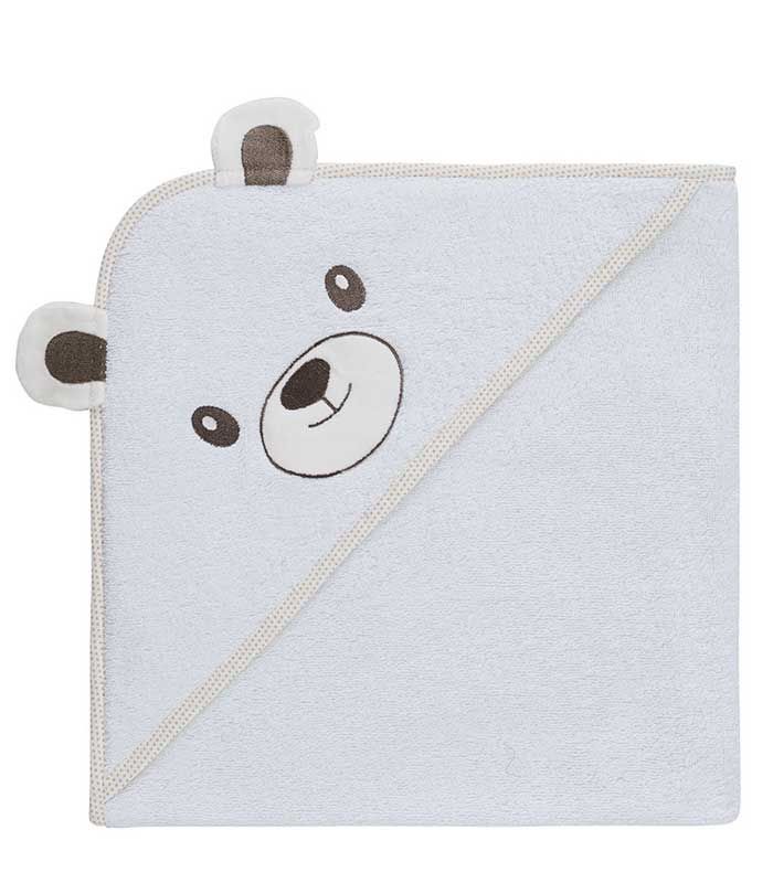 Cape de bain Bobby l'Ours blanc 75x75cm 100% coton 450gr/m²