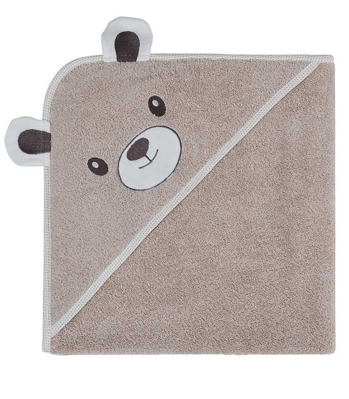 Cape de bain Bobby l'Ours 75x75cm 100% coton 450gr/m²