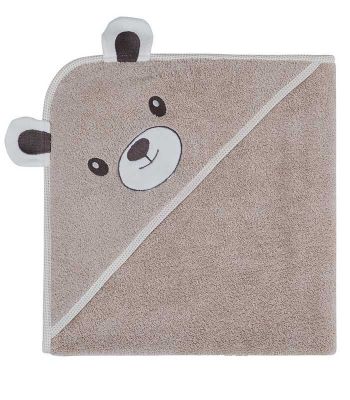 Cape de bain Bobby l'Ours 75x75cm 100% coton 450gr/m²